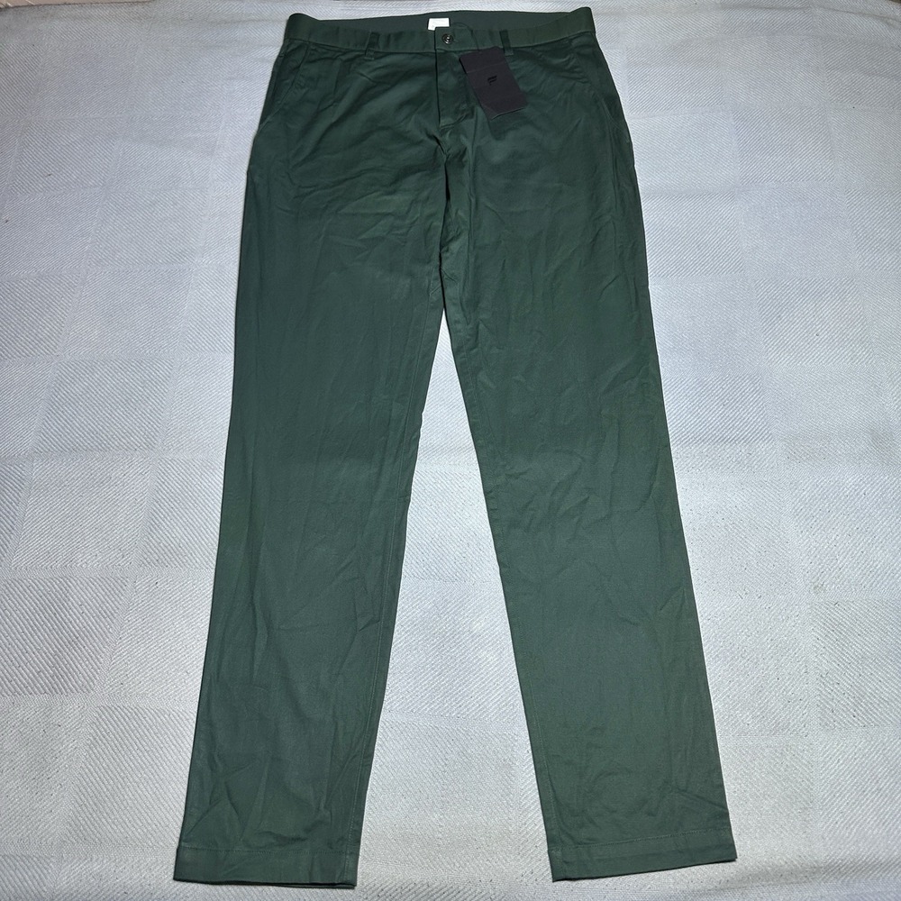 NEW Fabletics High Side Chinos Mens 33x34 Slim Fit Green Stretch Pants‎ NWT